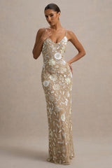 Gemini | Floral Sequin Embellished Strappy Maxi Dress