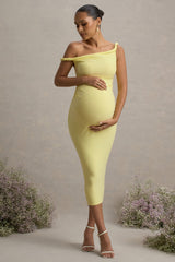 Salome | Lemon Twisted Asymmetric Maternity Midi Dress