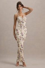 Luz | Lemon Floral Print Strappy Maxi Dress