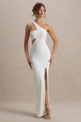 Matiya | White Asymmetric Cut-Out Split Maxi Dress