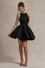 Waverly | Black Racer-Neck Sleeveless Skater Mini Dress