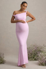 Lita | Pink Twisted Asymmetric Maternity Maxi Dress
