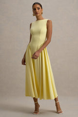 Muriel | Lemon Boat-Neck Volume-Hem Midi Dress