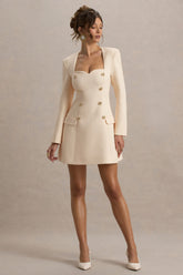 Sammie | Stone Tailored Long-Sleeve Mini Dress