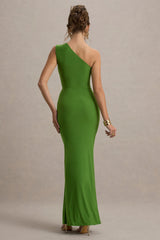 Galene | Green Asymmetric Wrap Maxi Dress