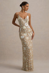 Gemini | Floral Sequin Embellished Strappy Maxi Dress