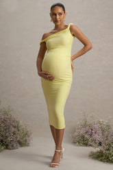 Salome | Lemon Twisted Asymmetric Maternity Midi Dress