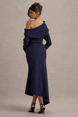 Lou | Navy One-Shoulder Asymmetric Maxi Dress