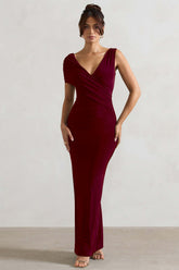 Capella | Berry Asymmetric Wrap Maxi Dress