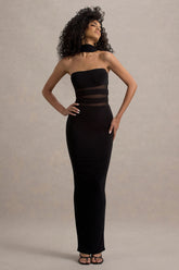 Gaia | Black High-Neck Cut-Out Maxi Dress
