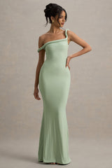 Lita | Light Green Twisted Asymmetric Maxi Dress