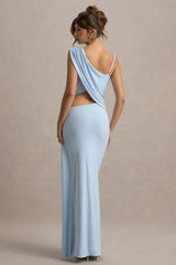 Storm | Powder Blue Asymmetric Maxi Dress With Cut-Out Details