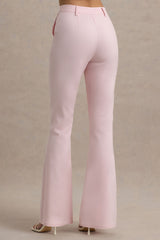 Carina | Pink Flared-Leg Tailored Trousers
