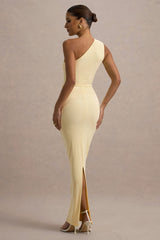 Dalarie | Pale Lemon One-Shoulder Gathered Maxi Dress