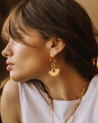 Zenyu Fan Chandelier Hoop Earrings