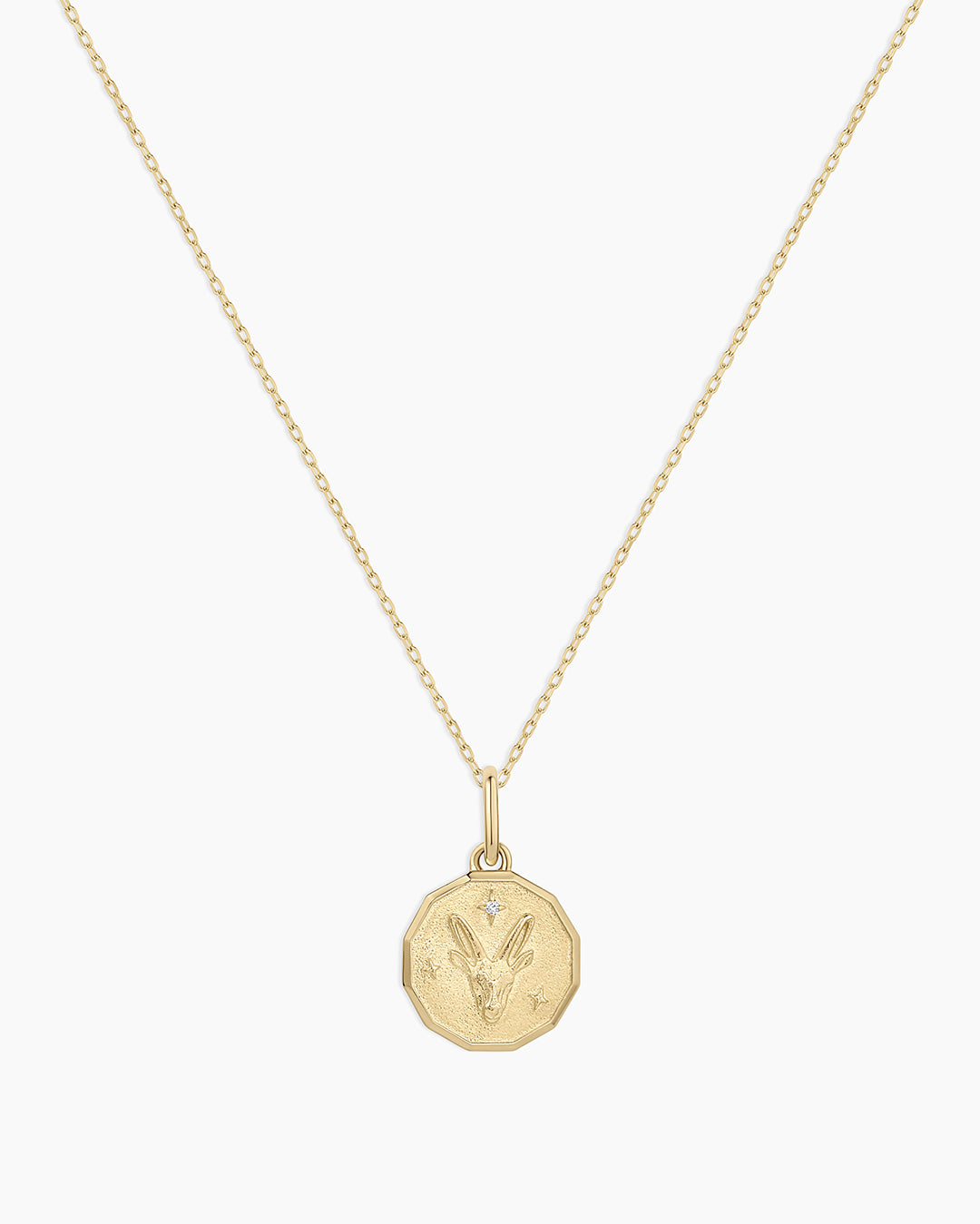 Diamond Zodiac Coin Charm Necklace