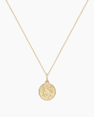 Diamond Zodiac Coin Charm Necklace