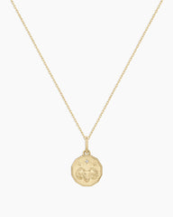 Diamond Zodiac Coin Charm Necklace