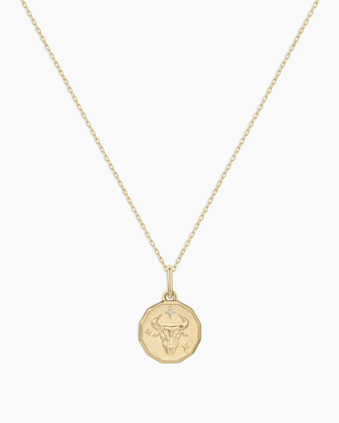 Diamond Zodiac Coin Charm Necklace