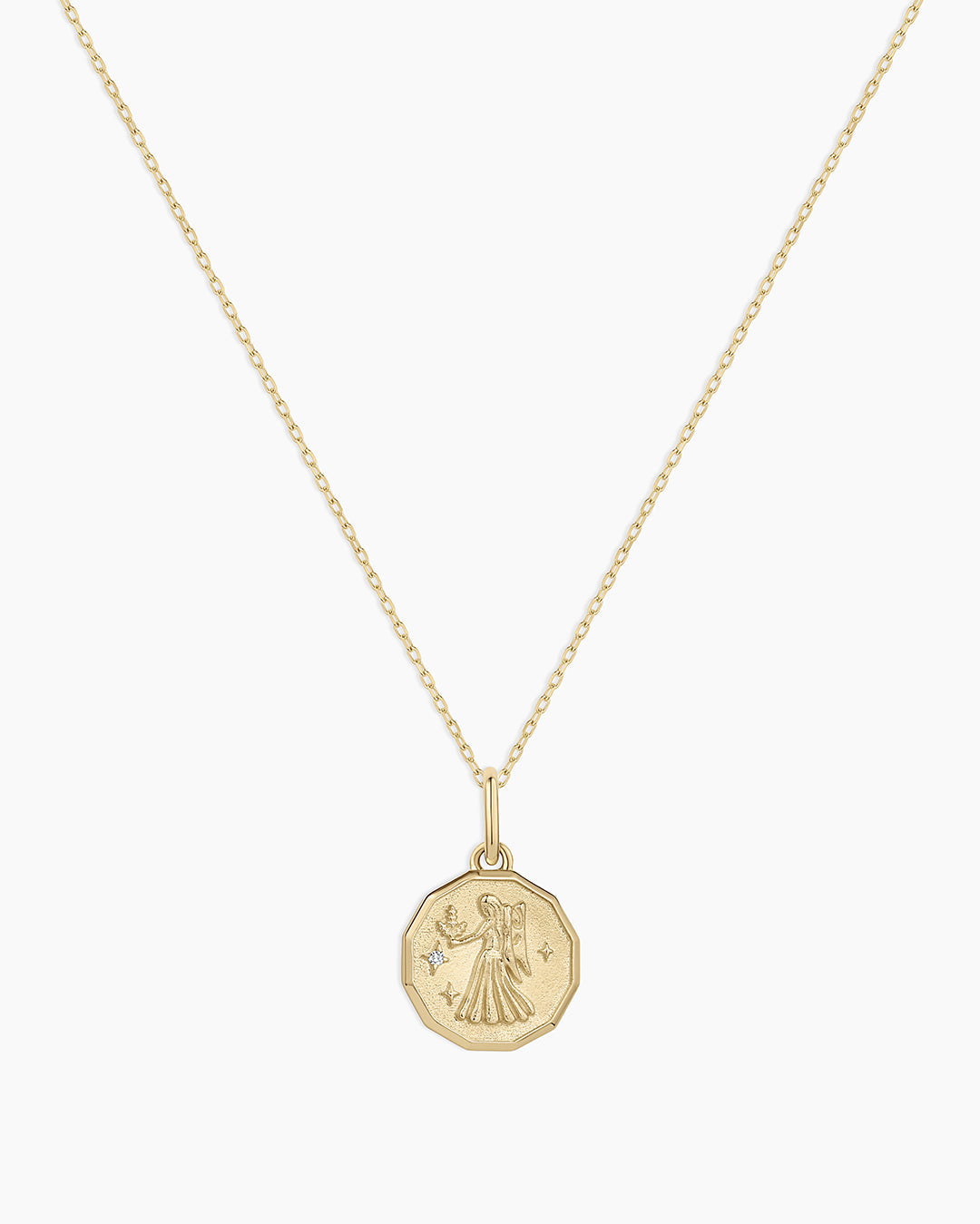 Diamond Zodiac Coin Charm Necklace