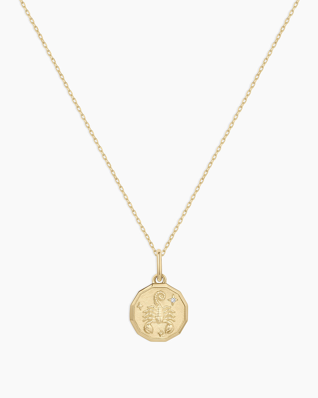 Diamond Zodiac Coin Charm Necklace