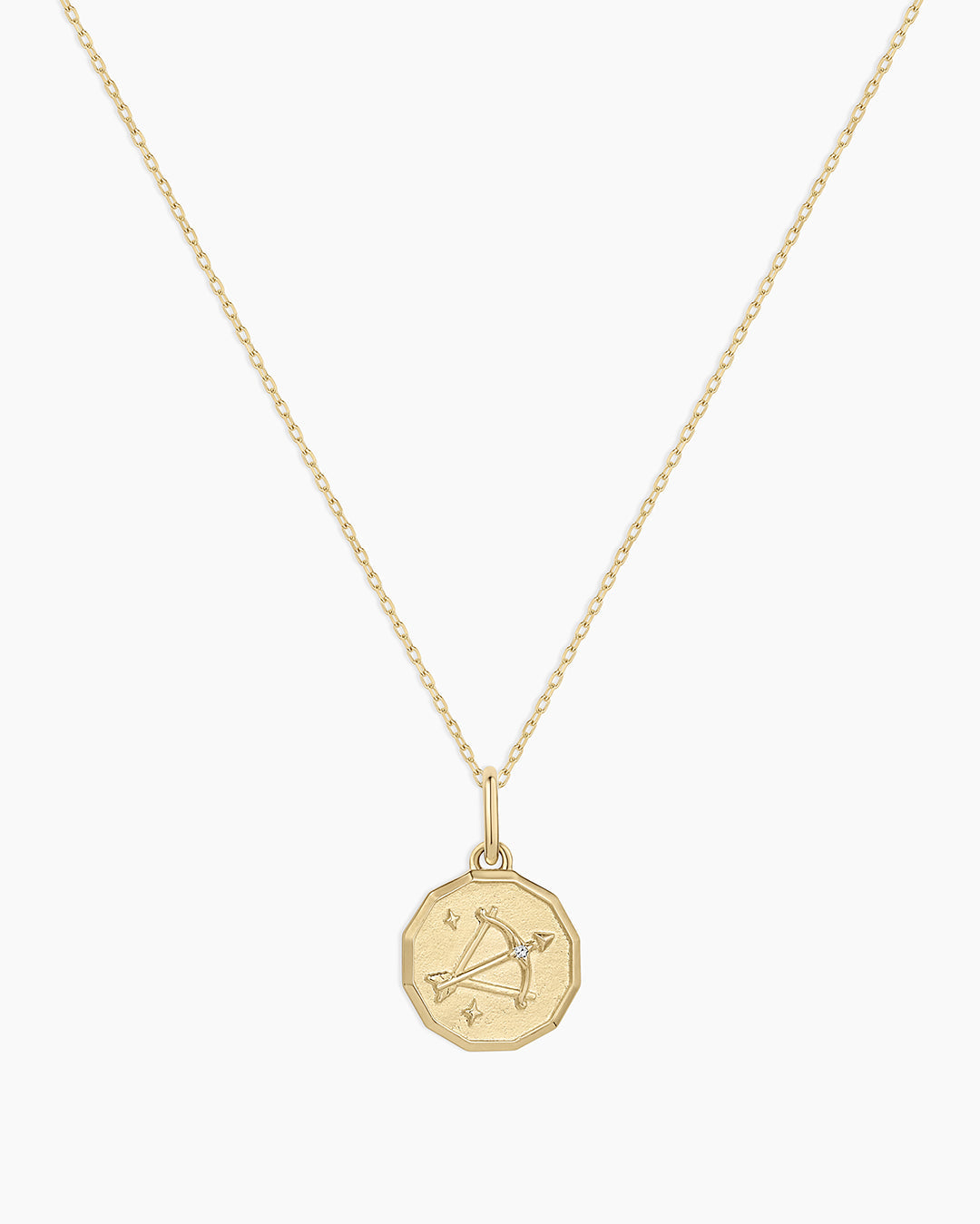 Diamond Zodiac Coin Charm Necklace