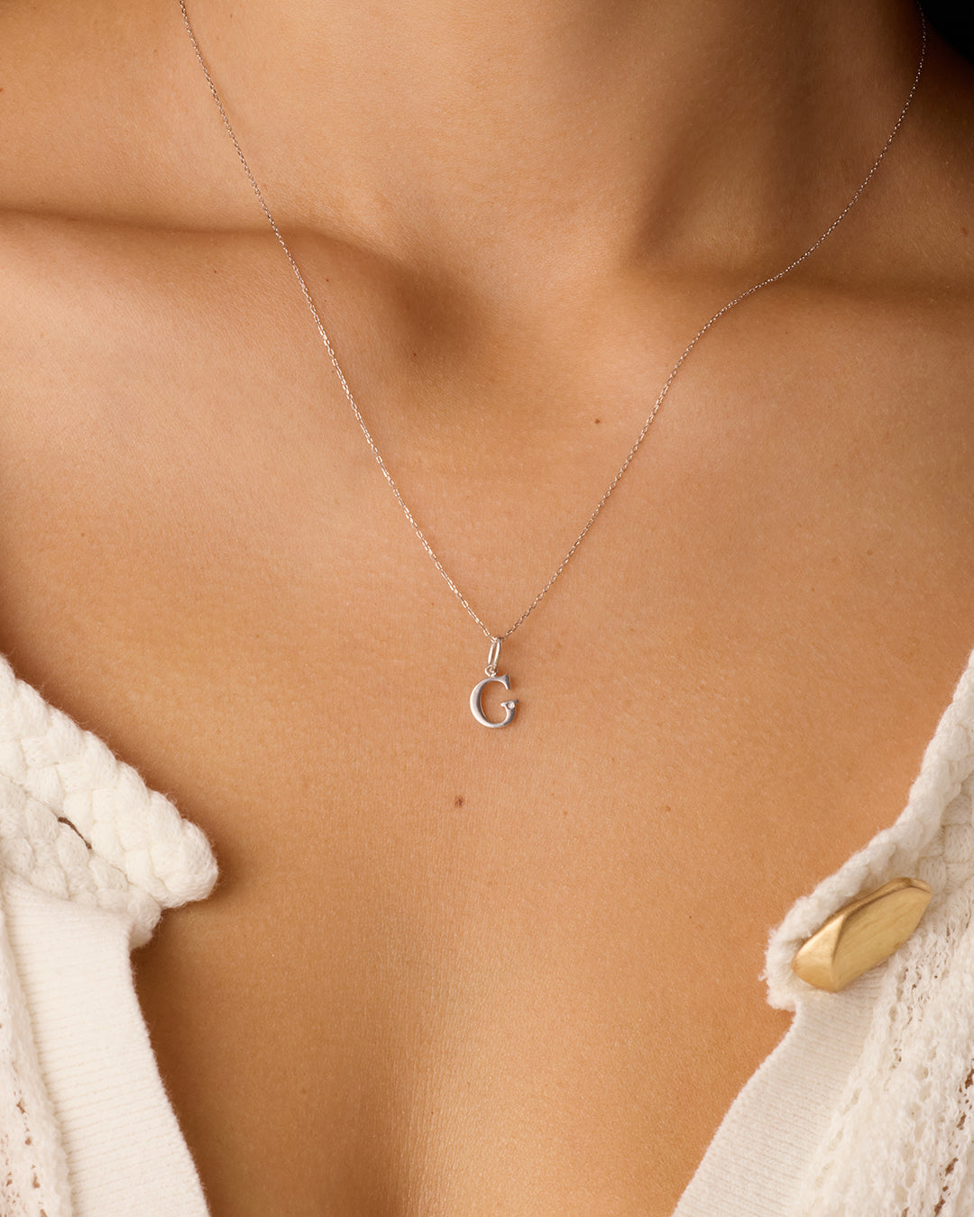 Diamond Vintage Alphabet Charm Necklace