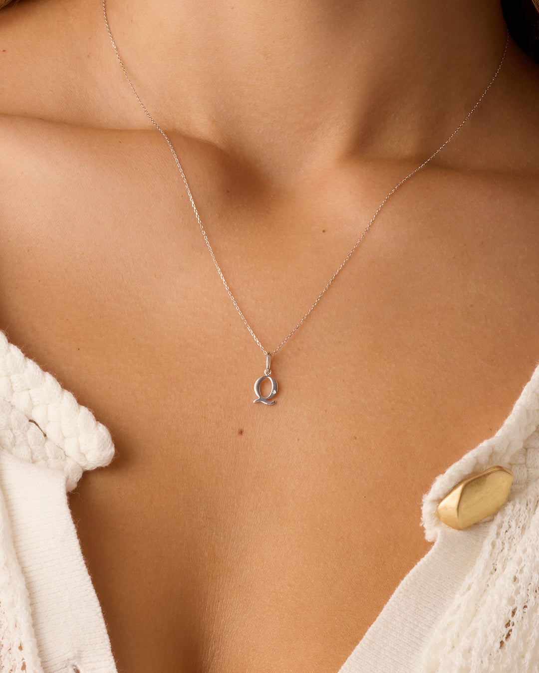 Diamond Vintage Alphabet Charm Necklace