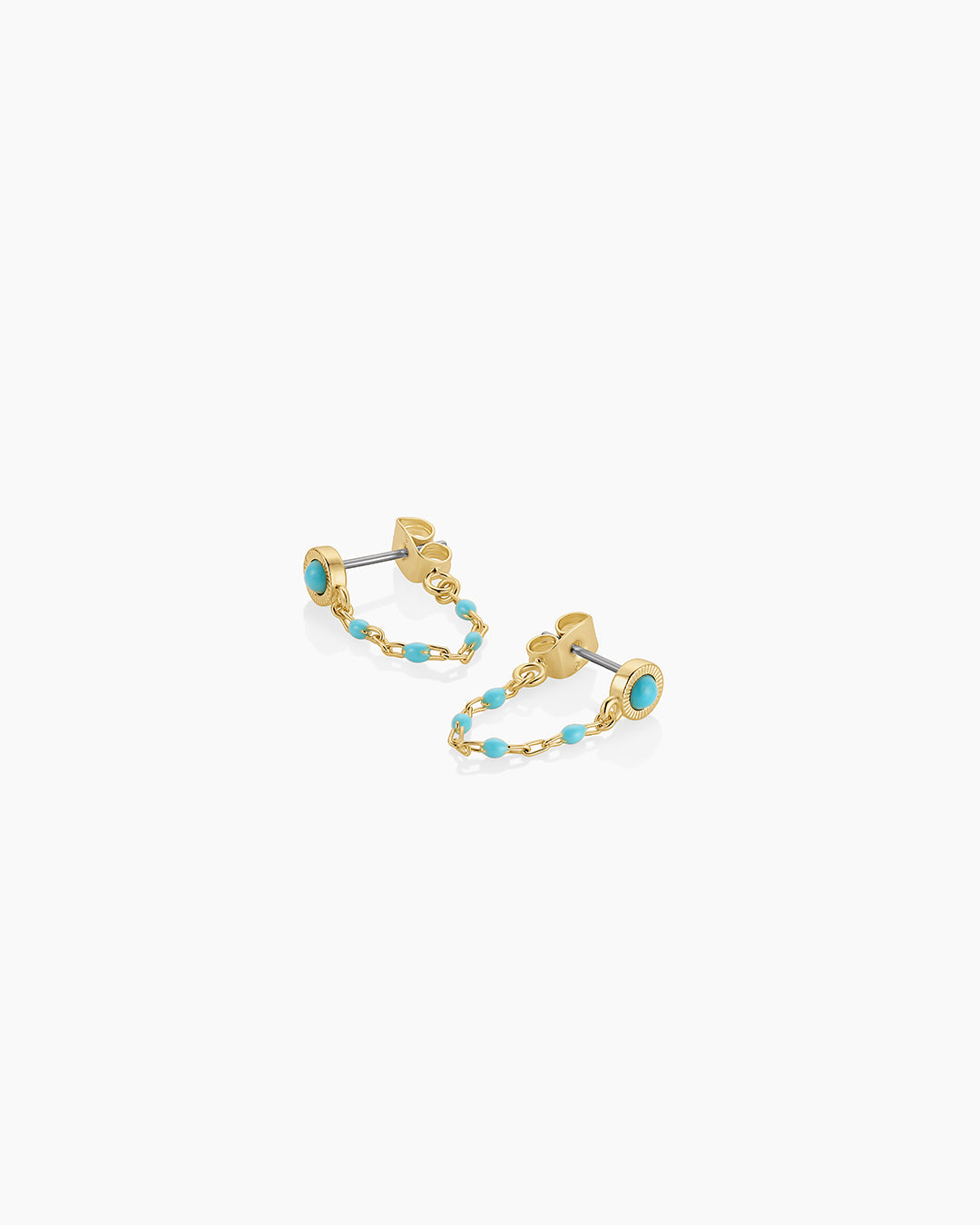 Turquoise Capri Chain Huggies