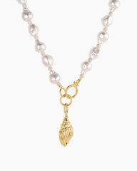 Gold Tulip Shell Charm Necklace