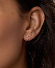 White Sapphire Bali Stud Single Huggie