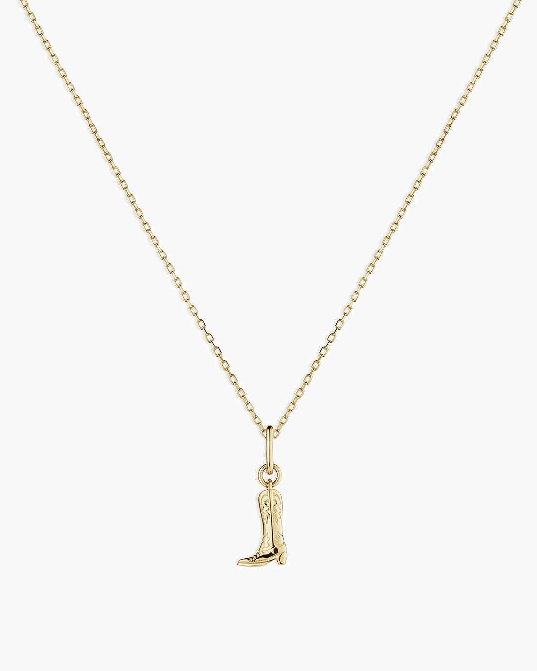 14k Gold Cowboy Boot Charm Necklace