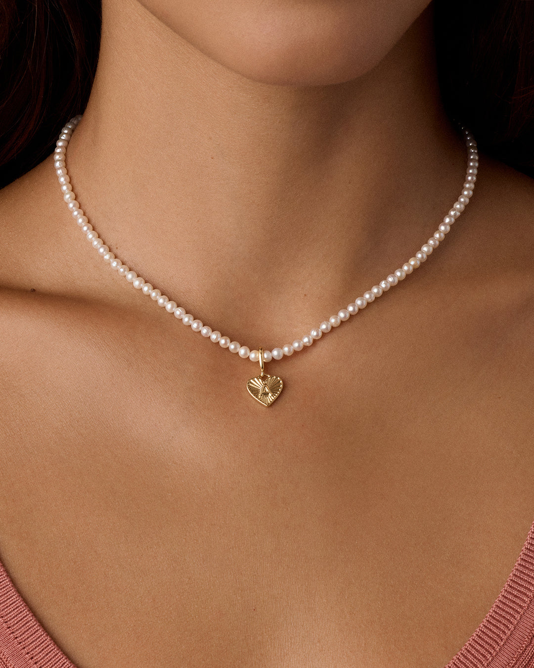 Vintage Heart Alphabet Charm Necklace