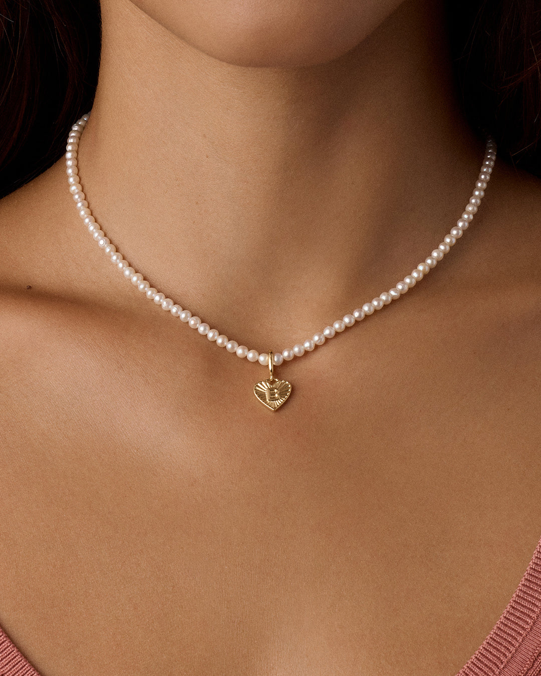 Vintage Heart Alphabet Charm Necklace