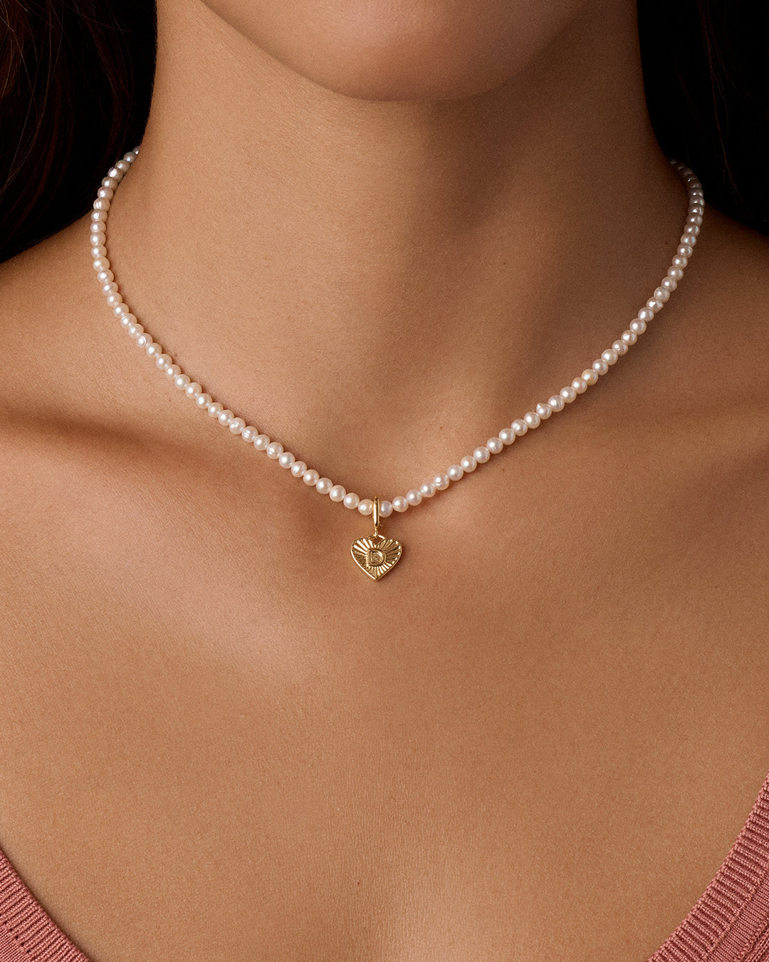 Vintage Heart Alphabet Charm Necklace