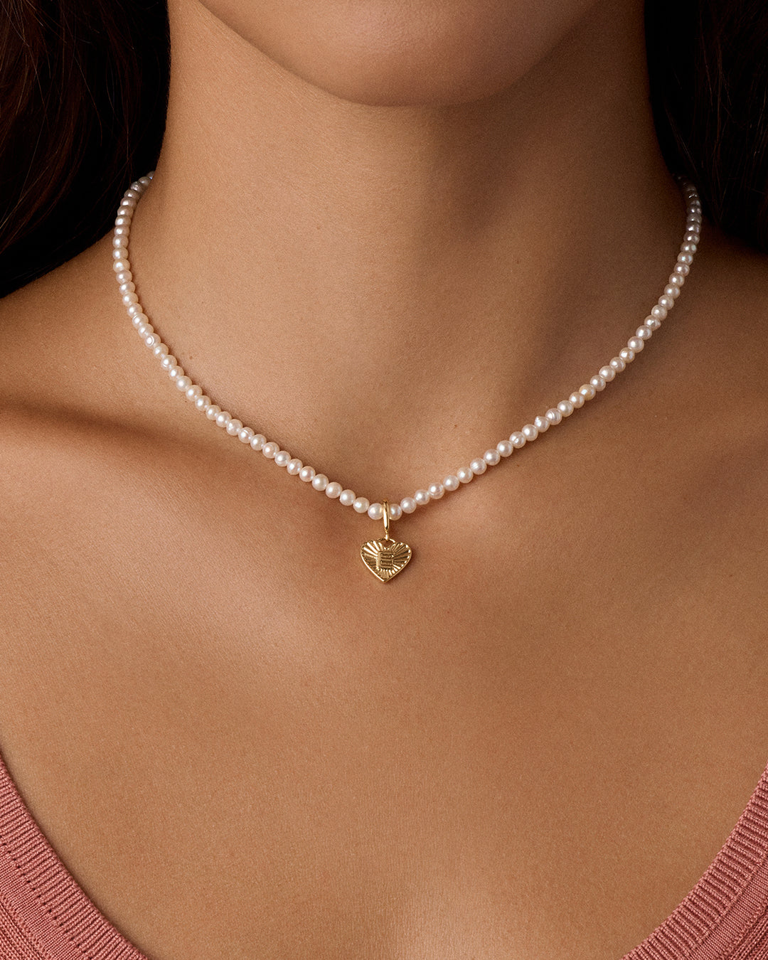 Vintage Heart Alphabet Charm Necklace