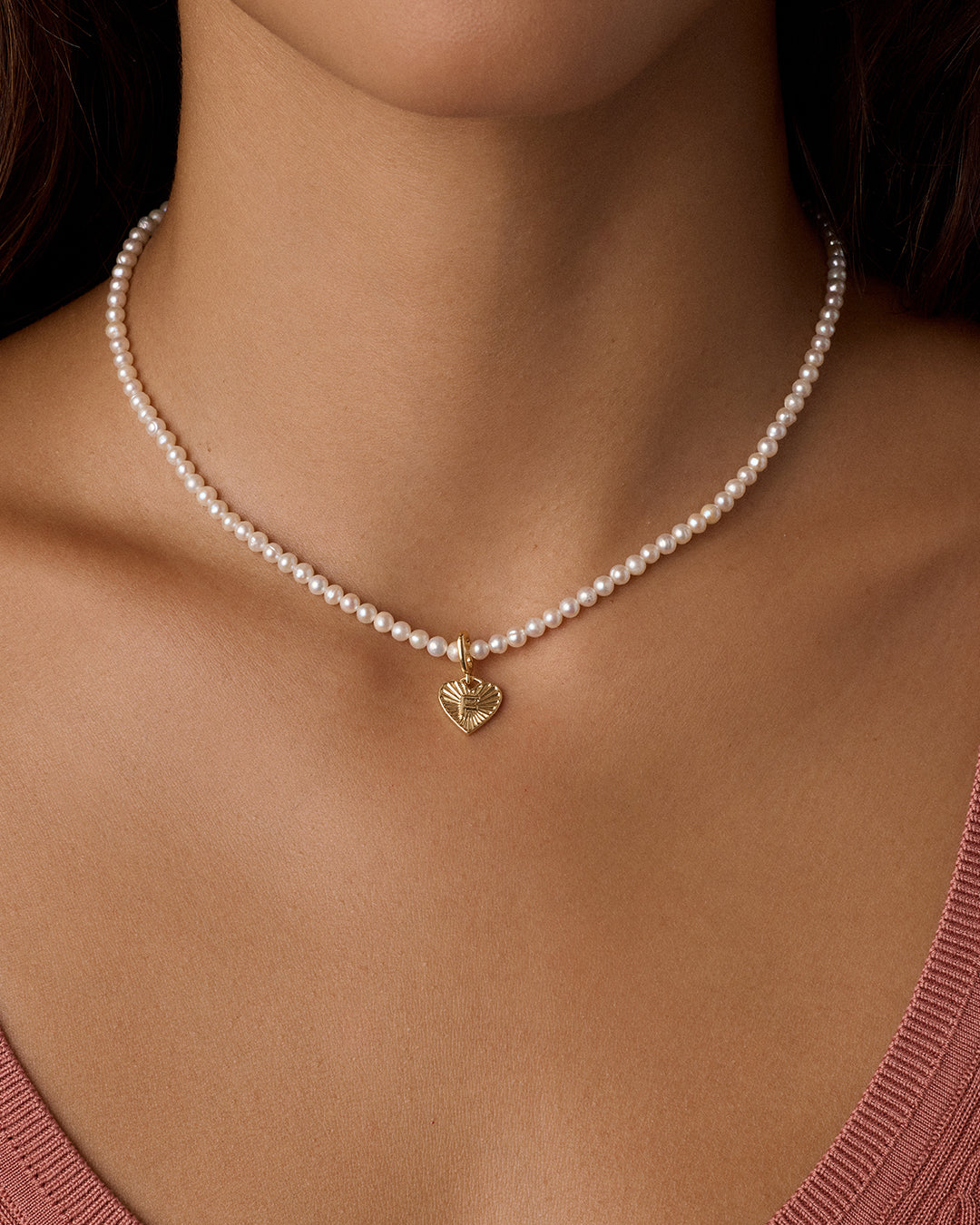 Vintage Heart Alphabet Charm Necklace