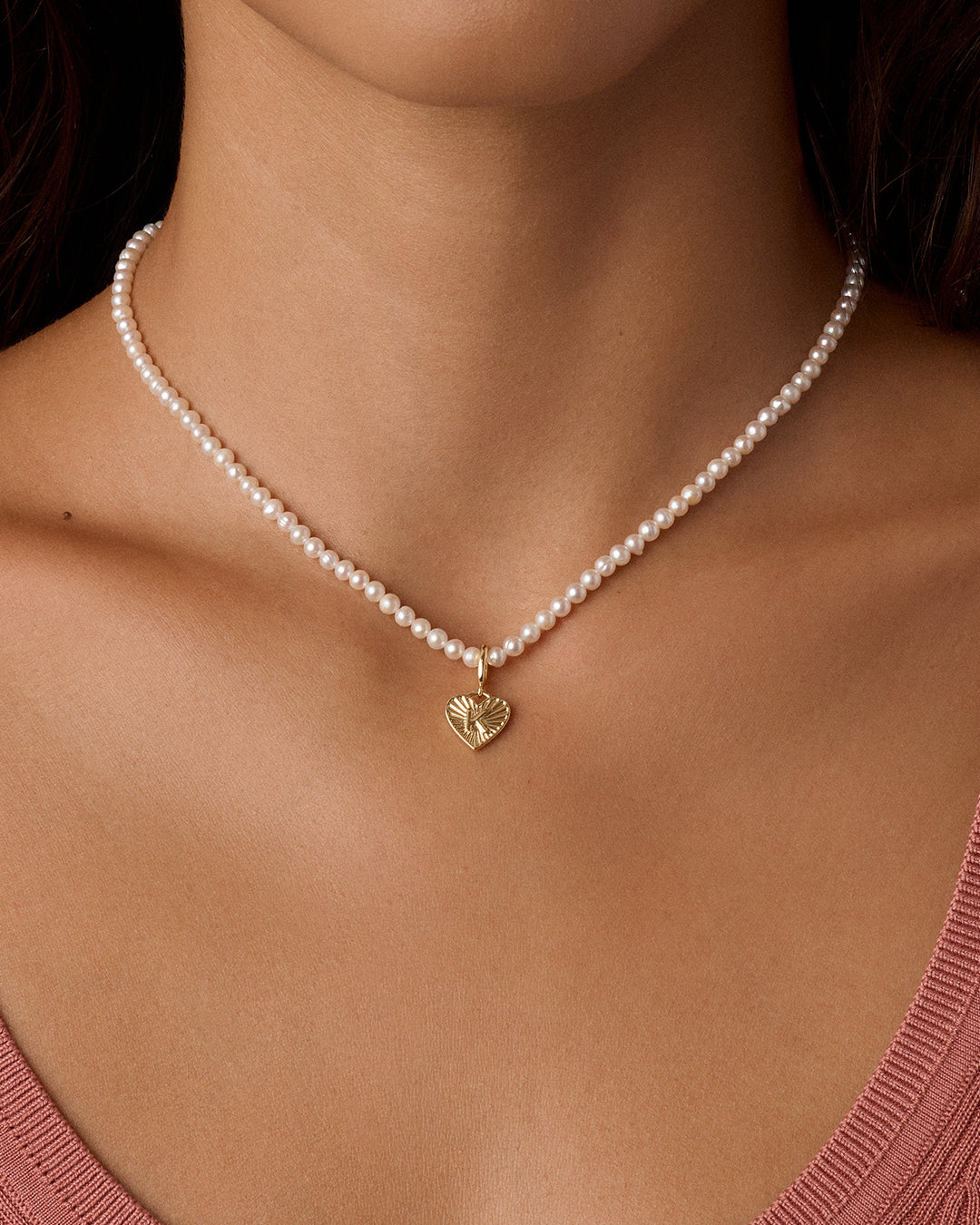 Vintage Heart Alphabet Charm Necklace