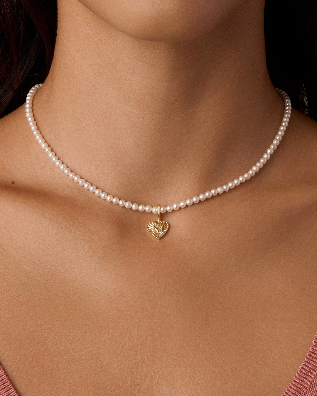 Vintage Heart Alphabet Charm Necklace