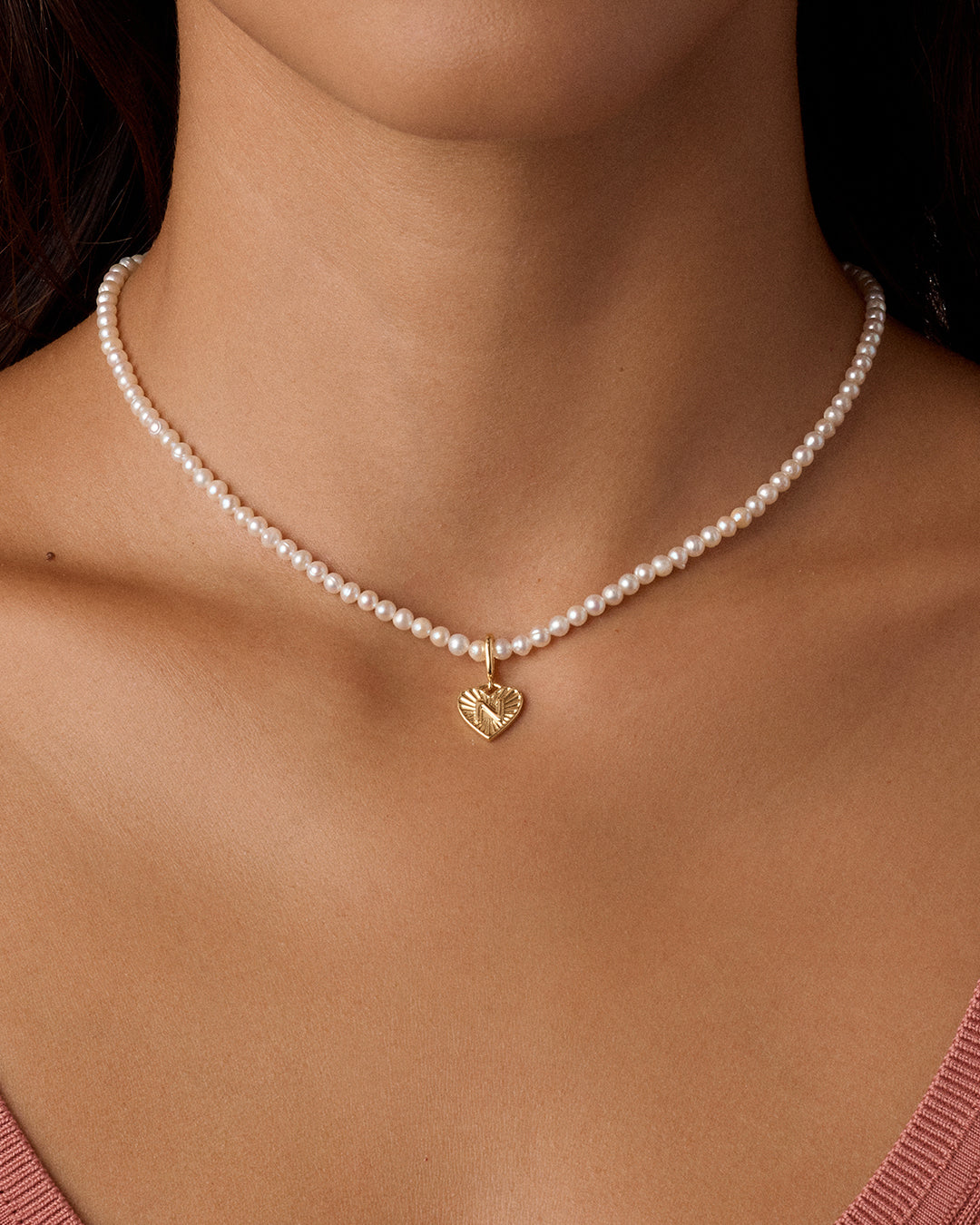 Vintage Heart Alphabet Charm Necklace