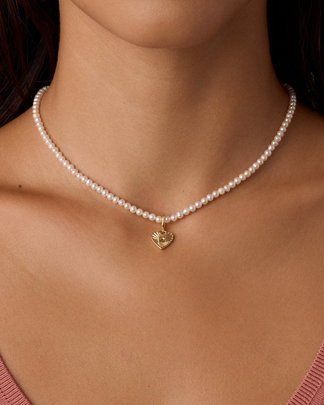 Vintage Heart Alphabet Charm Necklace