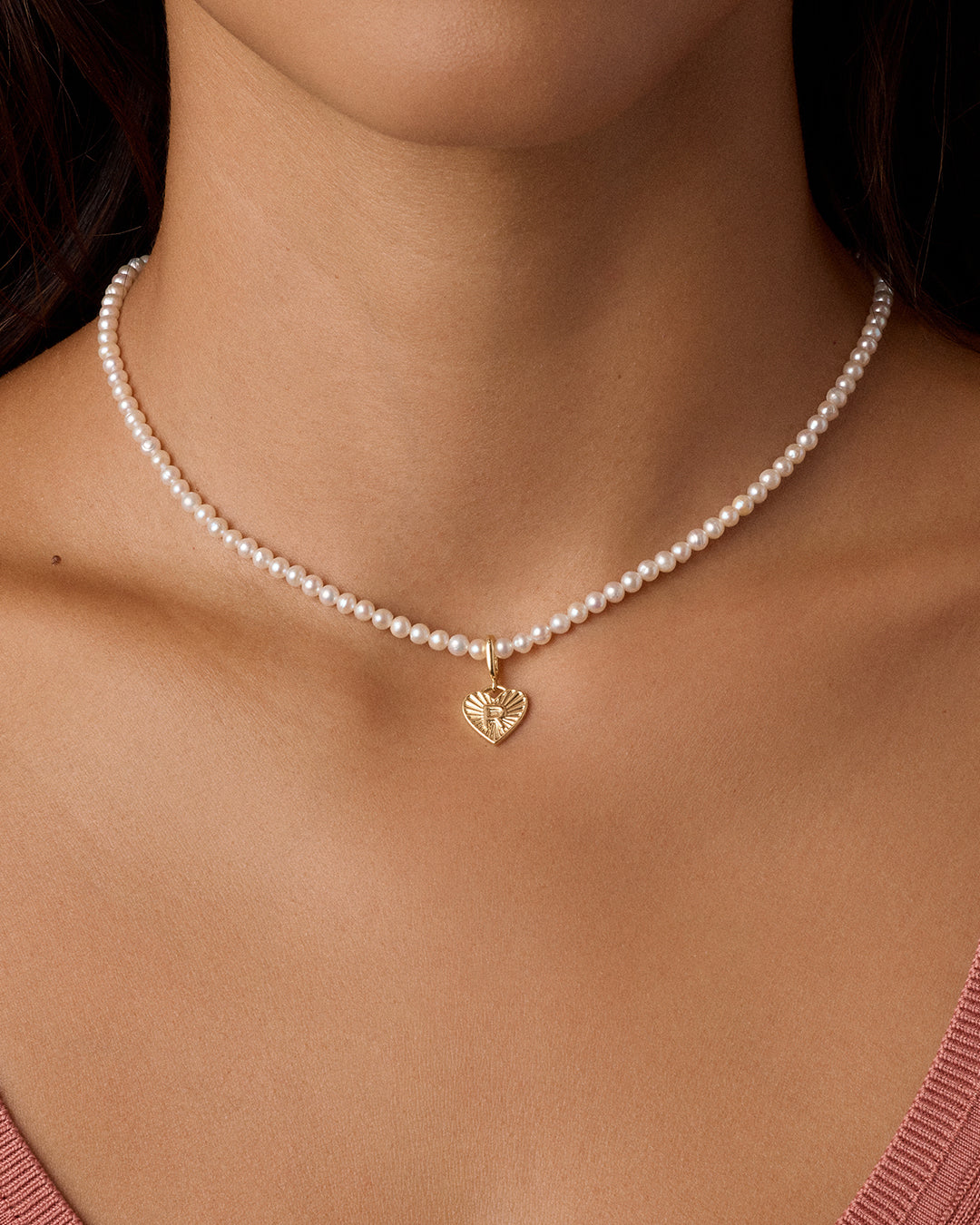 Vintage Heart Alphabet Charm Necklace