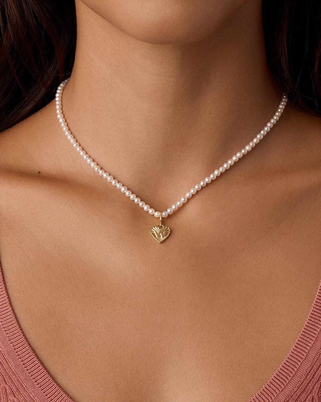 Vintage Heart Alphabet Charm Necklace