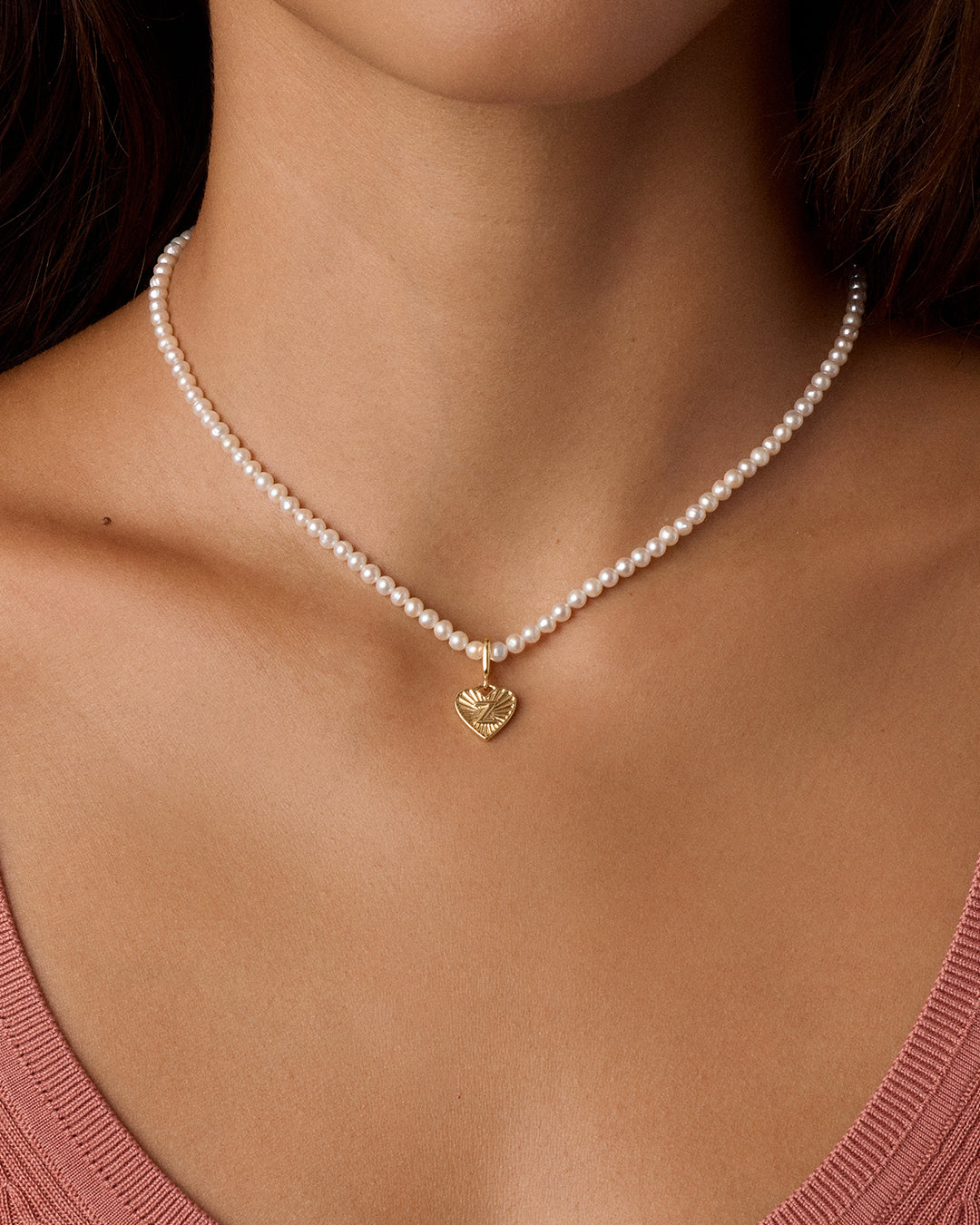 Vintage Heart Alphabet Charm Necklace