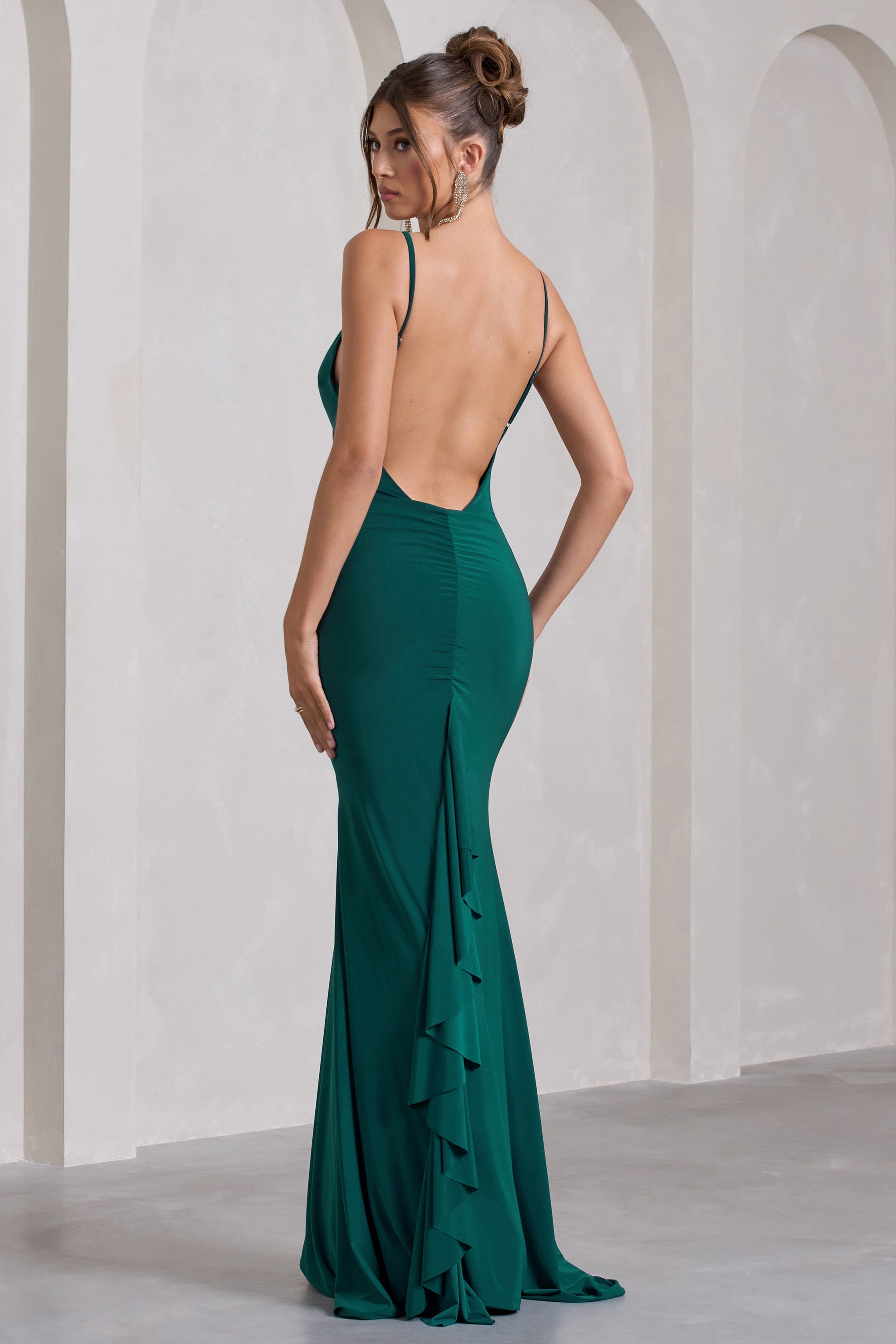 Naya | Bottle Green Strappy V-Neck  Maxi Dress