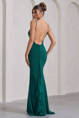 Naya | Bottle Green Strappy V-Neck  Maxi Dress