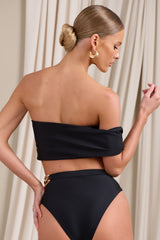 Dusk | Black Draped Bandeau Bikini Top