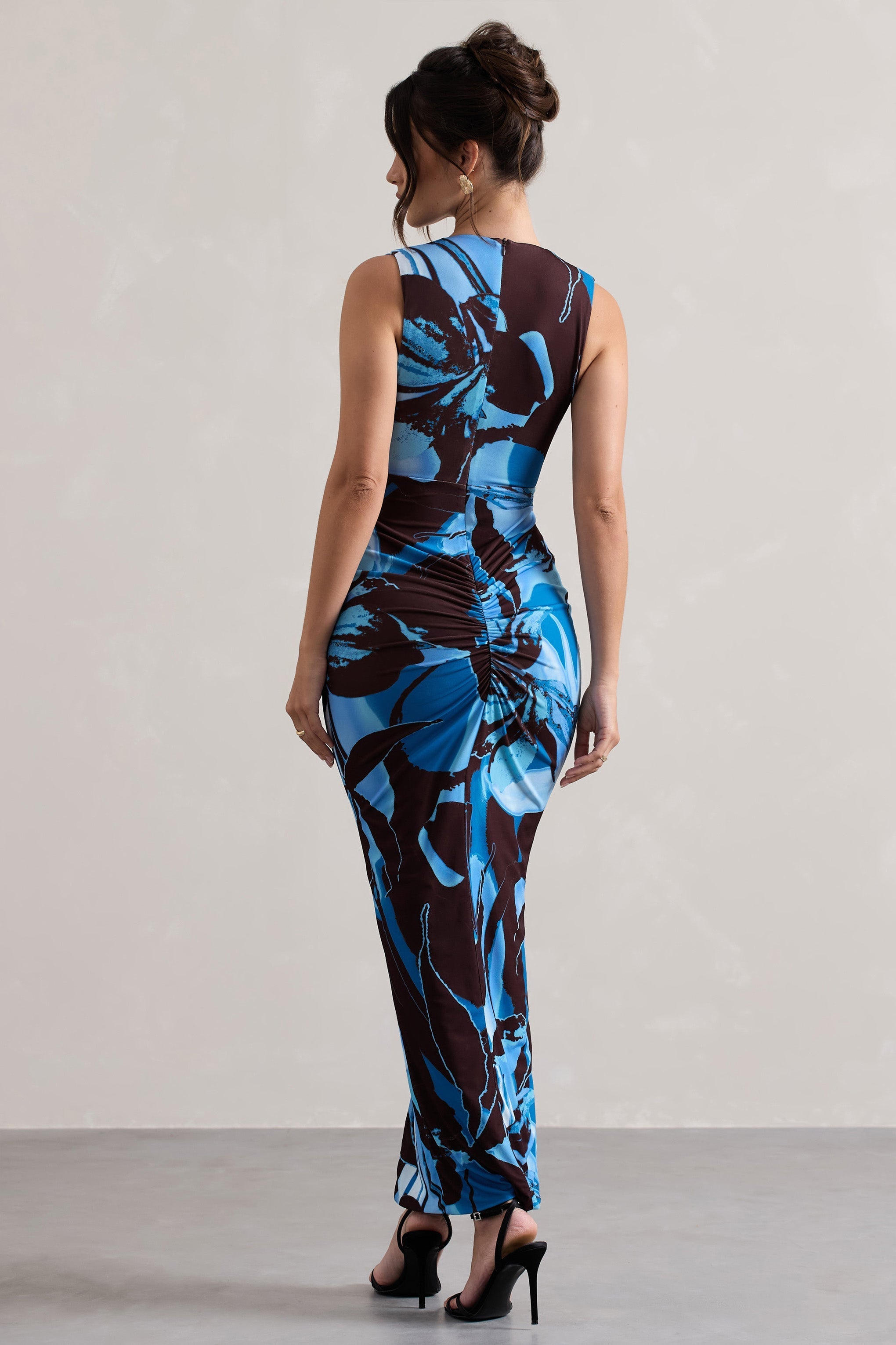 Santana | Floral Print Plunge-Neck Split Maxi Dress With Knot Detail