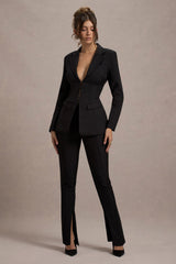 Wonder Woman | Black High Waist Tailored Trousers With Hem Split
