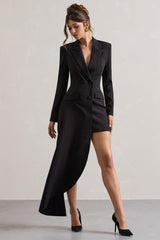 Spiral | Black Tailored Blazer Mini Dress With Asymmetric Hem
